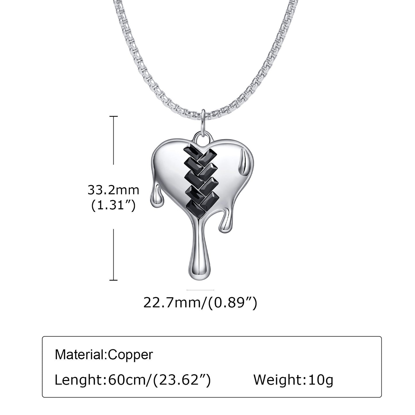 Men's Necklace Copper Black Hole Pendant Geometric Love Silver