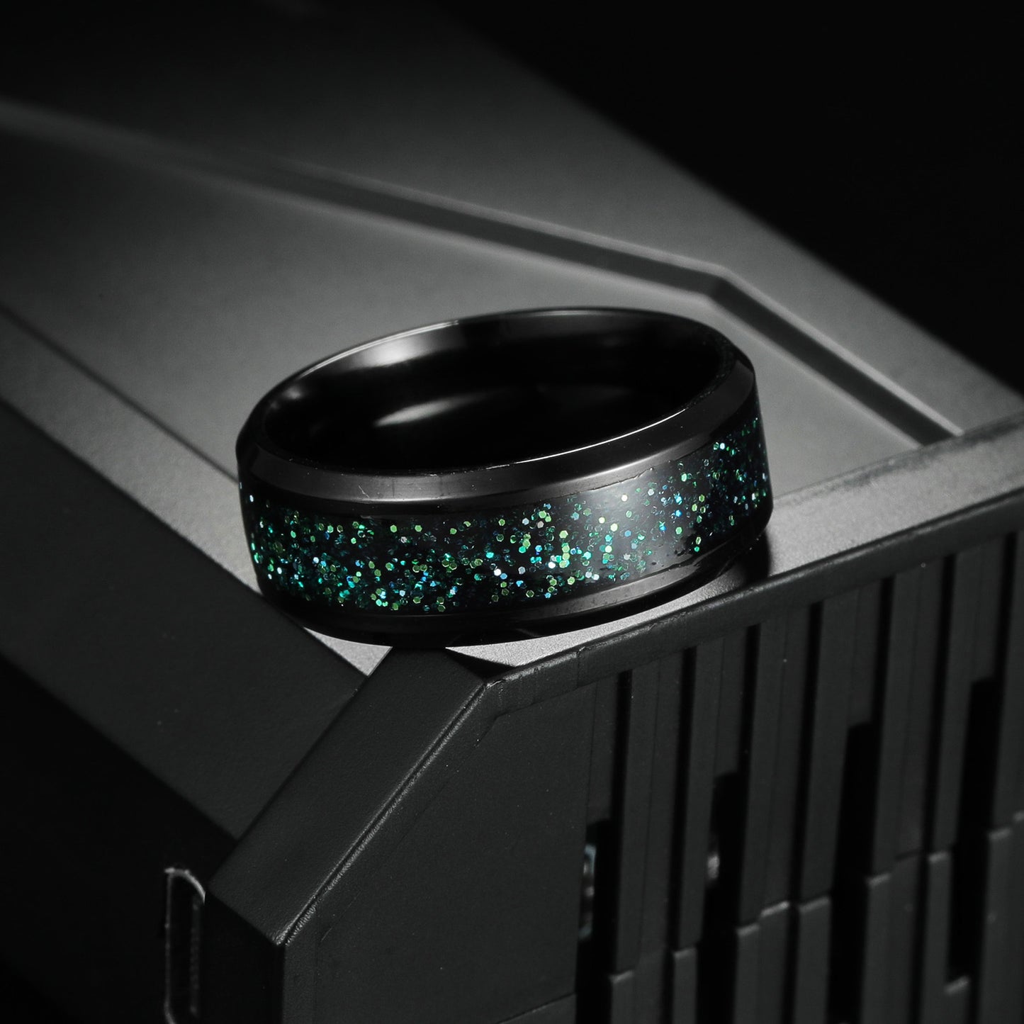 Planderful Titanium Steel Ring 8mm Black Star Unisex Statement Jewelry For Men And Women