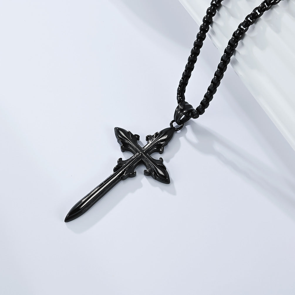 Planderful Gothic Cross Pendant Necklace Titanium Steel Durable Everyday Genie Collection For Streetwear Fans