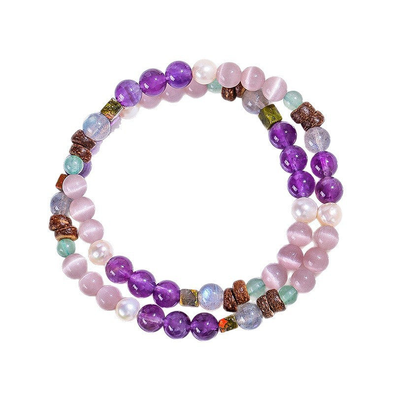 Planderful Fortune's Favor Bracelet – Elegant Freshwater Pearl and Amethyst Design