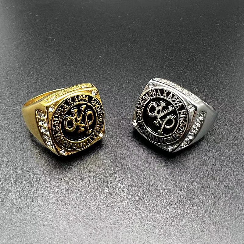Mens Ring Stainless Steel Gold Plated Rhinestone AKP Planderful Everyday Genie Size 7 to 13