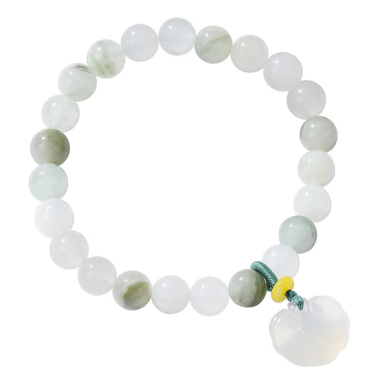 Jade and Sterling Silver Minimalist Beaded Bracelet for Girlfriend's Birthday Gift