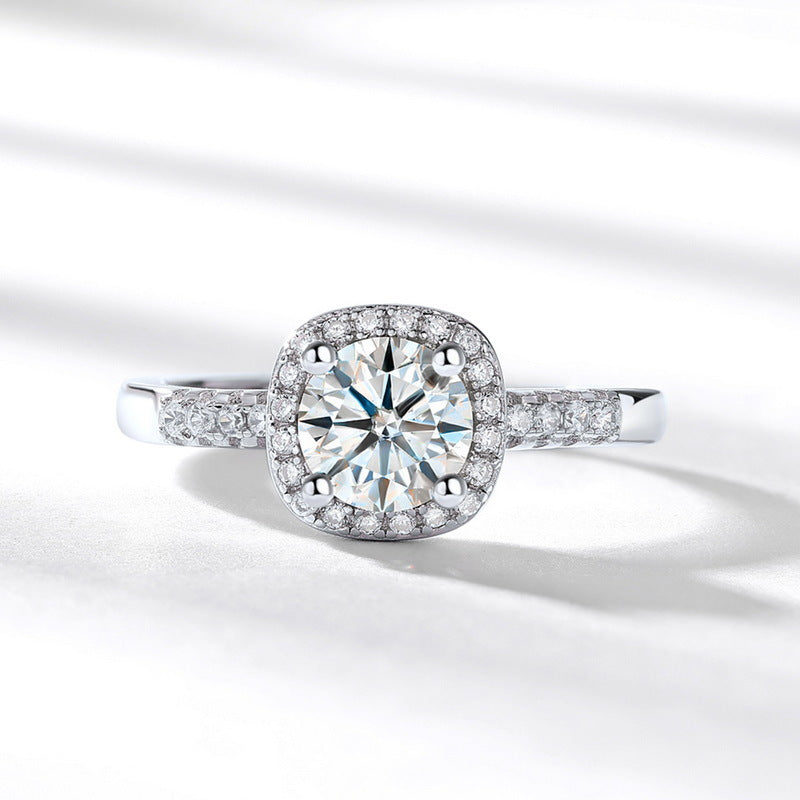 Planderful Classic Moissanite Sterling Silver Ring – 6.5 × 6.5 mm, 1 ct – Style 14