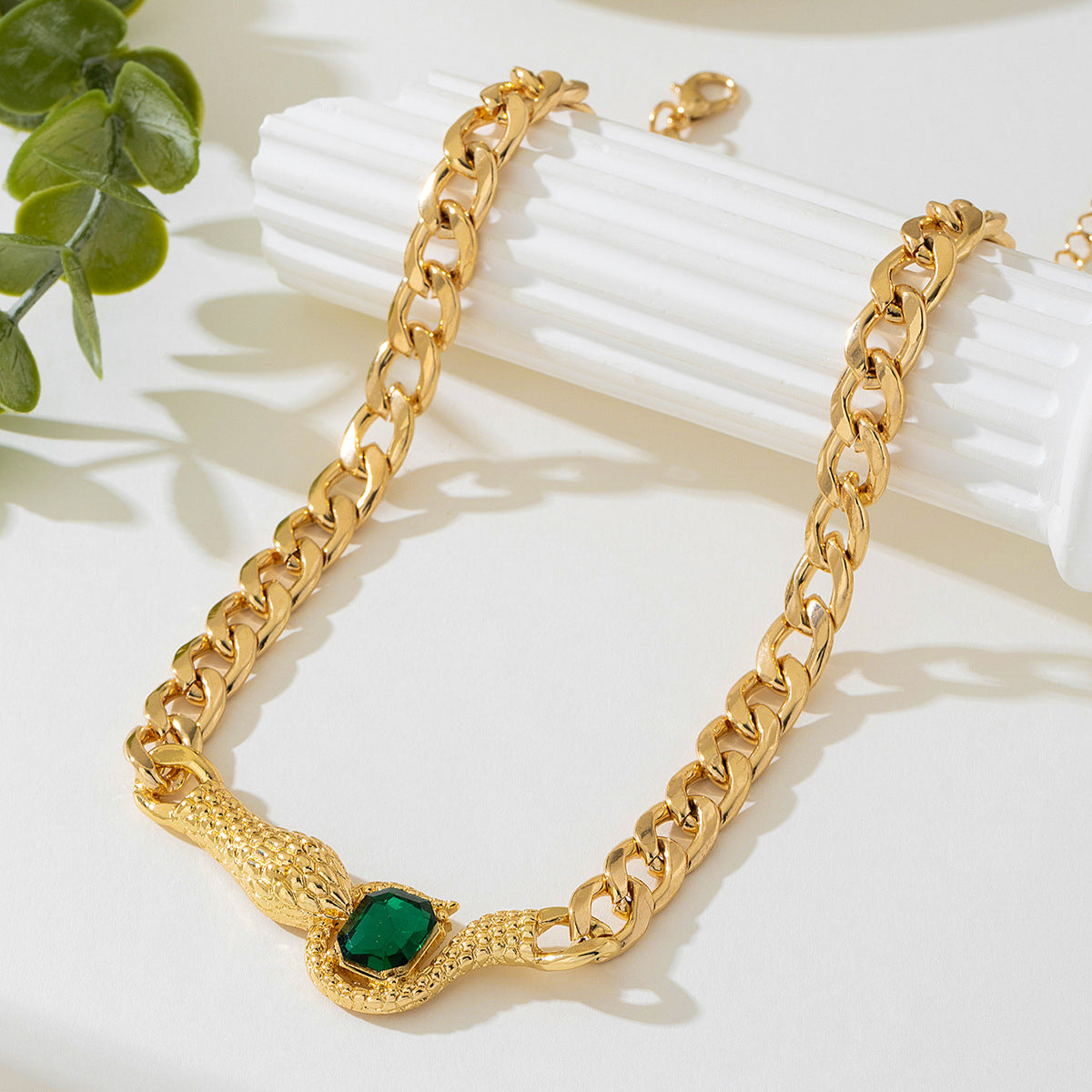 Fashionable Snake Head Necklace Earrings Set for Women