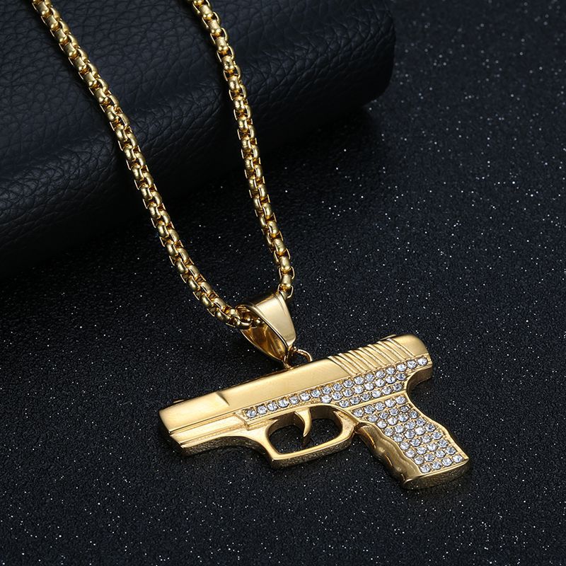 Steel Necklace - Statement Glock Pistol Pendant For Bold Urban Hip Hop Style And Everyday Streetwear
