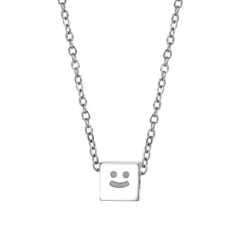 Planderful Jewelry Smiley Face Necklace Stainless Steel