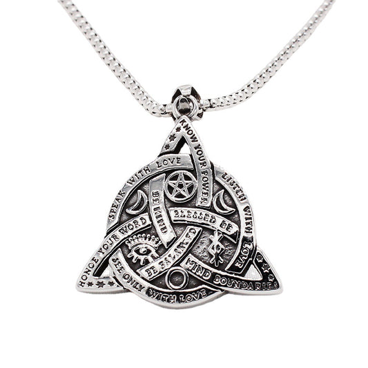 Titanium Steel Viking Triangle Pendant Star Moon Unisex Protection Necklace Planderful Bold