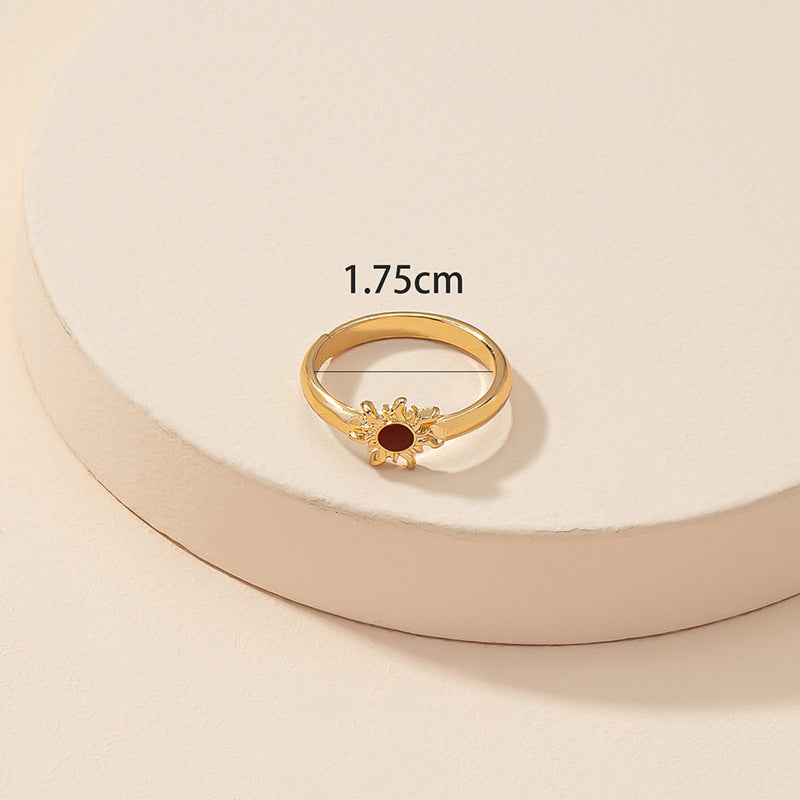 Luxurious Red Sun Ring with a Touch of Elegance from Japan and South Korea