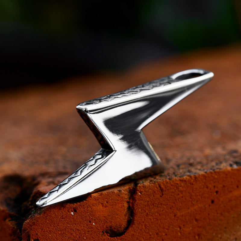 Trendy Titanium Steel Lightning Pendant for Men - Wholesale Stainless Steel Jewelry