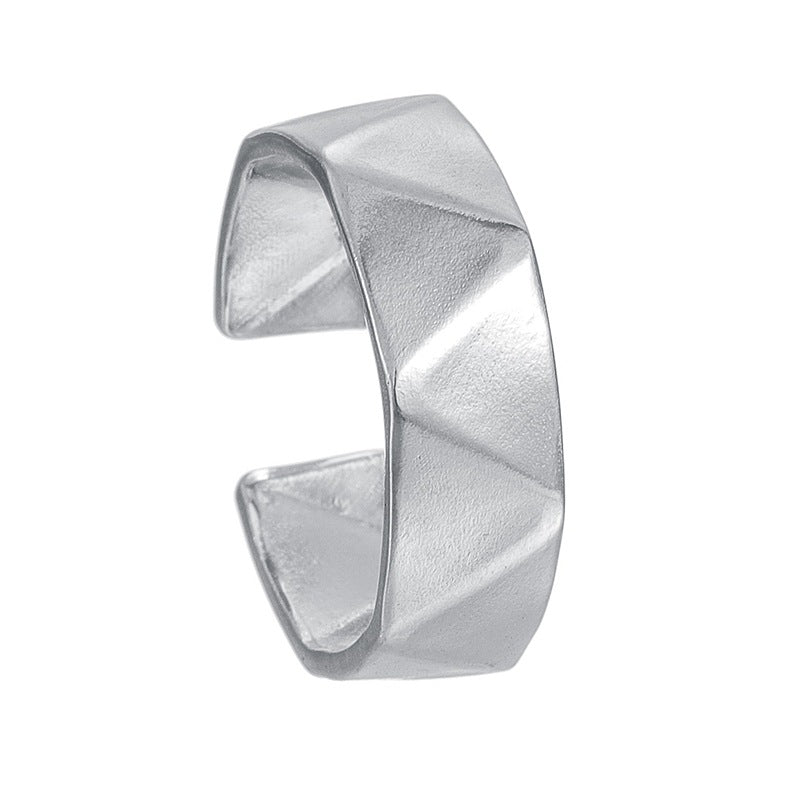 Planderful Everyday Genie Unisex Open Adjustable Stainless Steel Ring Geometric Multifaceted Statement