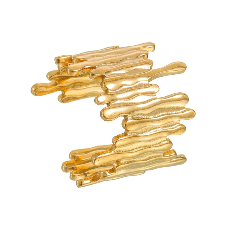 Planderful Everyday Genie Geometric Titanium Steel Ring Gold Plated Fade Resistant Adjustable Unisex Accessory