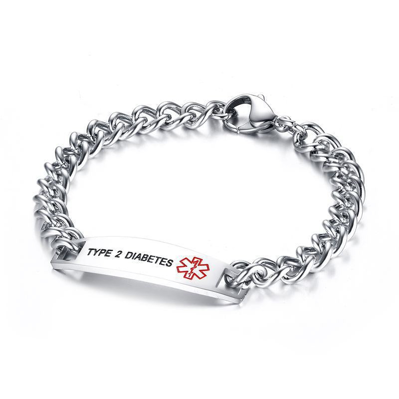 Cross-Border Jewelry Bracelet 12MM Stainless Steel Curved Medical Logo Bracelet Men's Titanium Steel Bracelet for Men