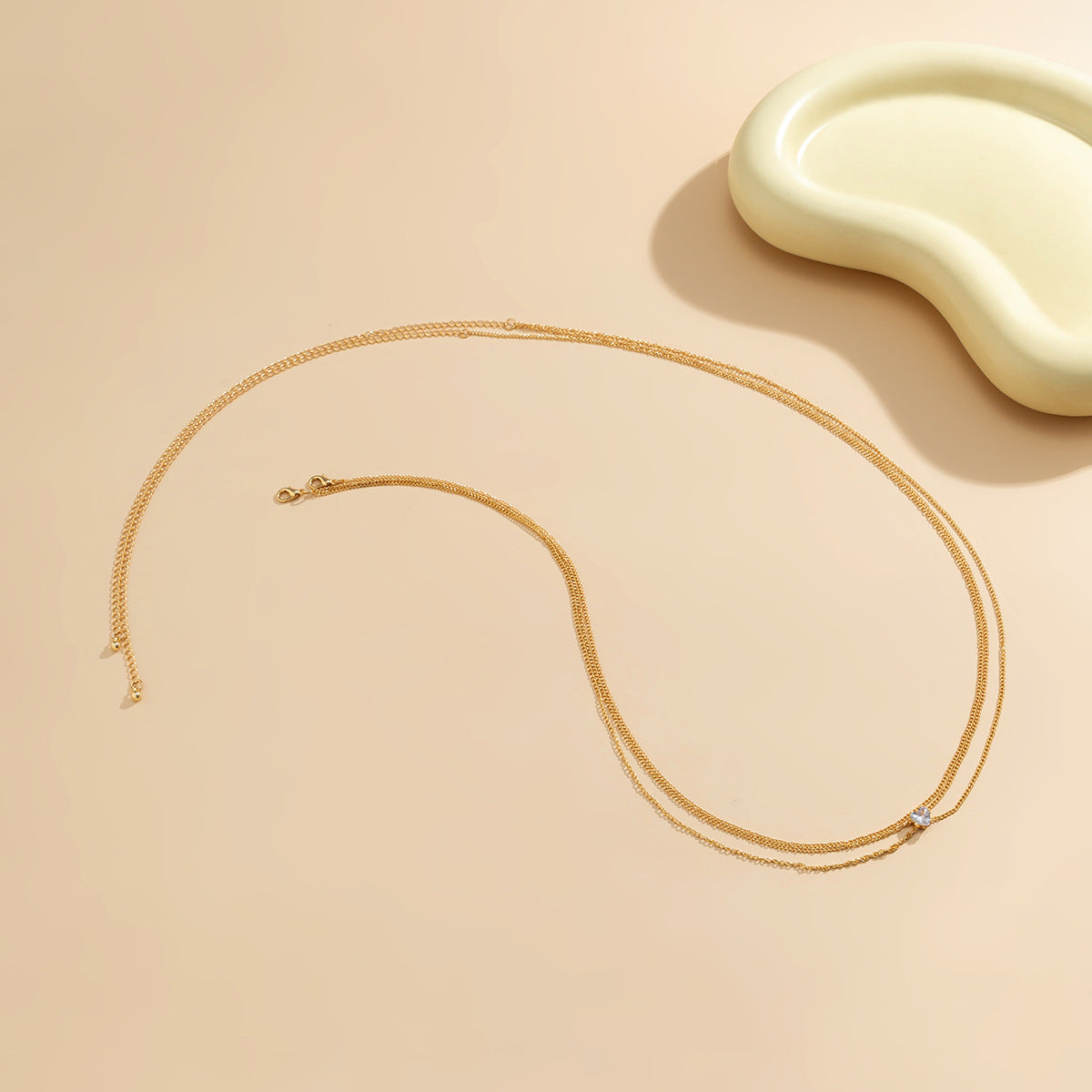 Heart-shaped Zircon Multi-layer Body Chain with Chainmail Waist Necklace