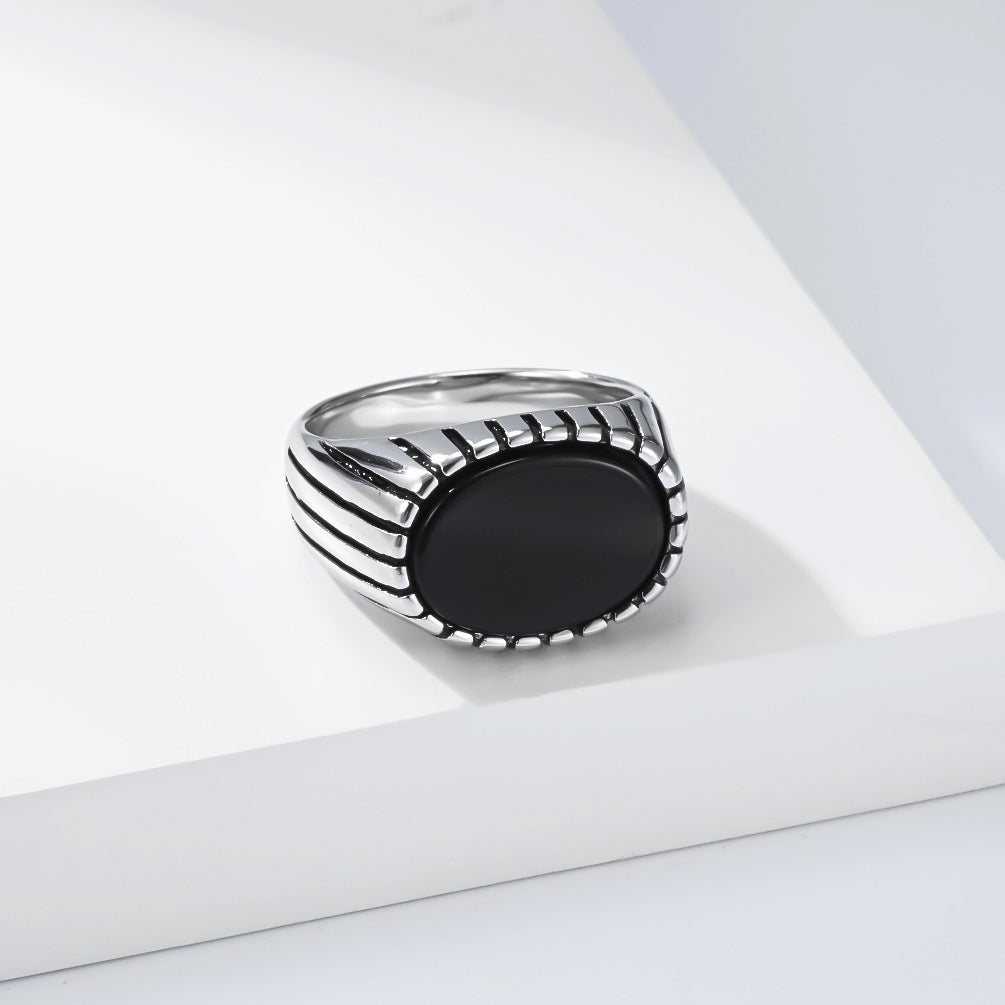 Vintage Black Stainless Steel Ring