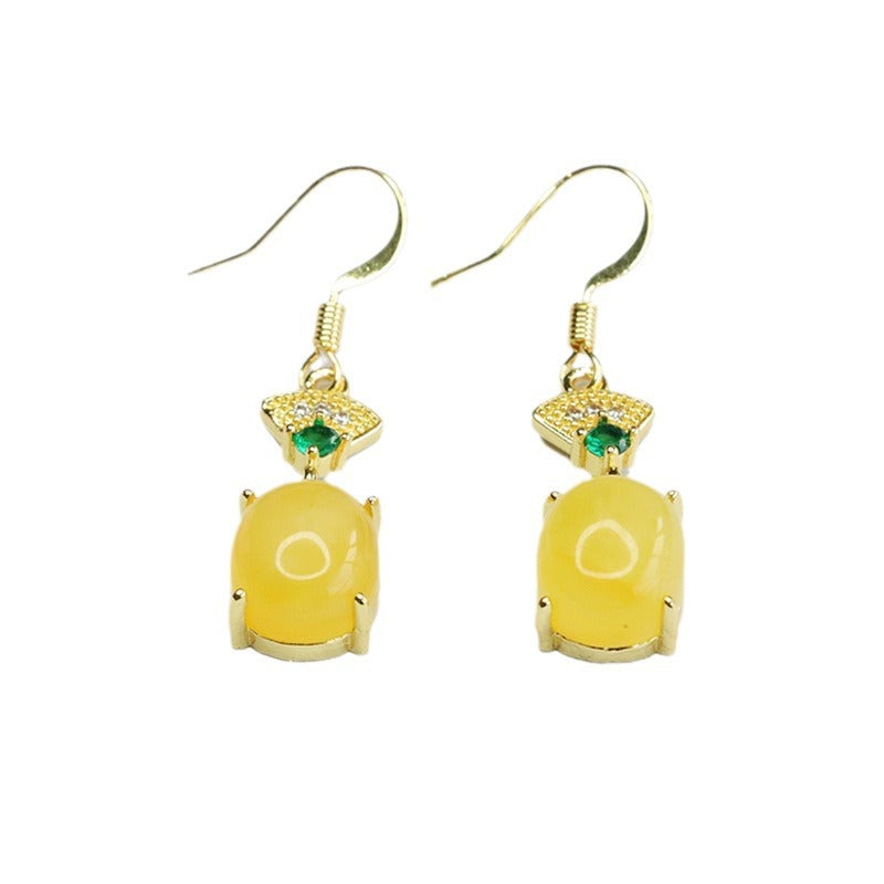 Beeswax Amber Fan Drop Earrings