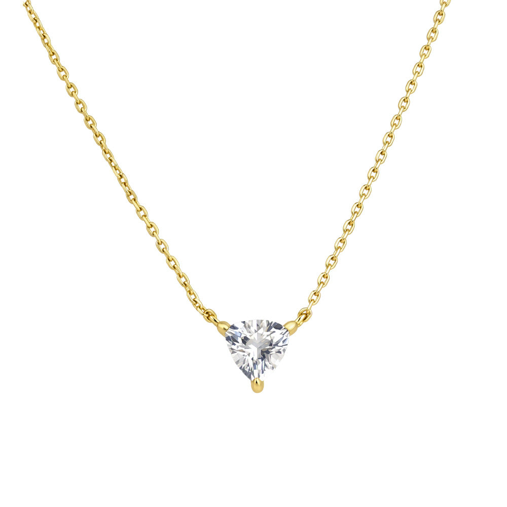 Niche Design Love-Shaped Zircon Pendant Necklace S925 Sterling Silver Necklace