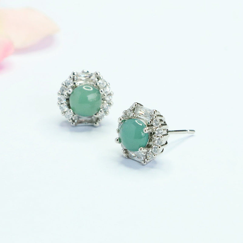 Blue-Water Jadeite Sunlit Stud Earrings