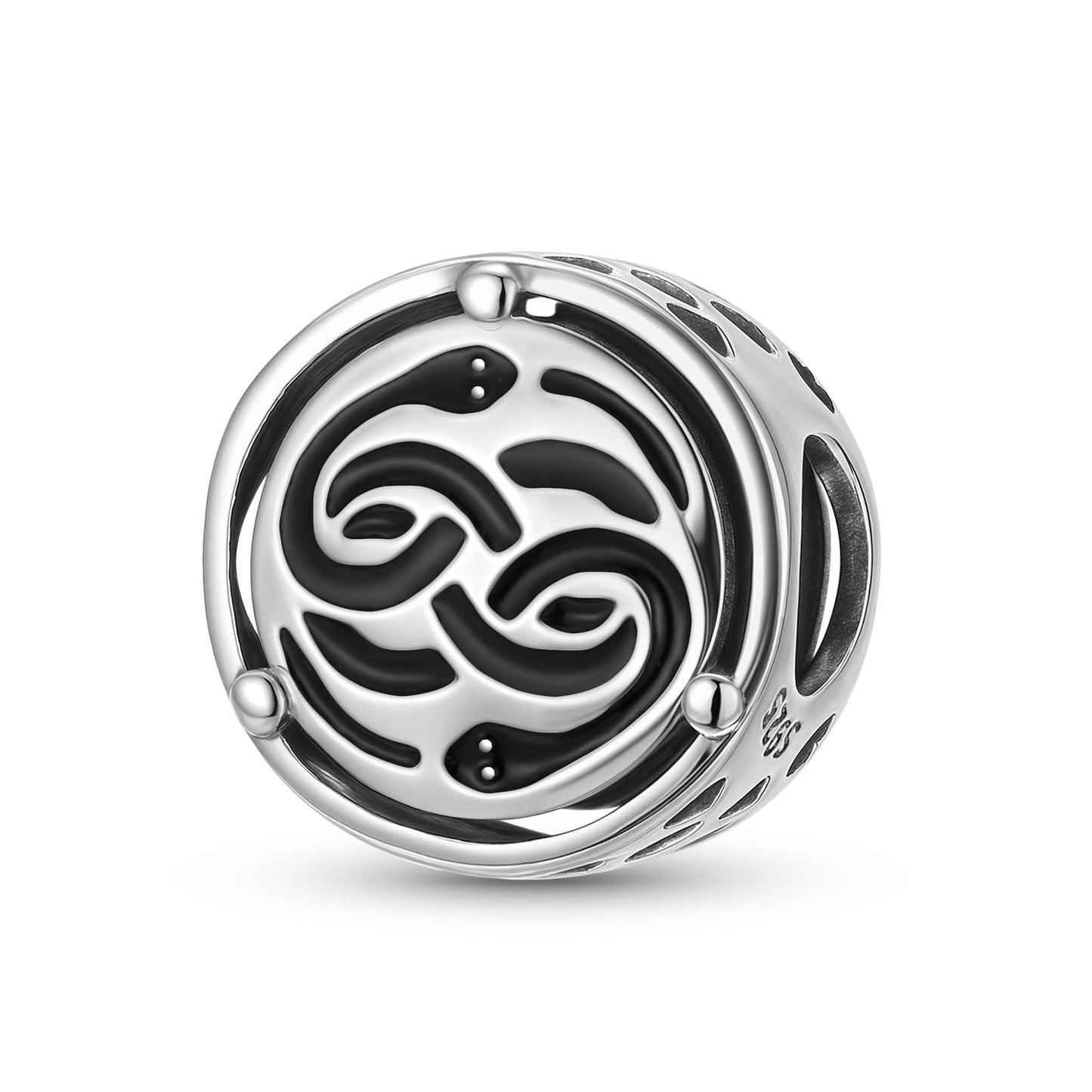 Planderful Jewelry Sterling Silver Beaded Pendant Two Headed Snake DIY Jewelry Accessory