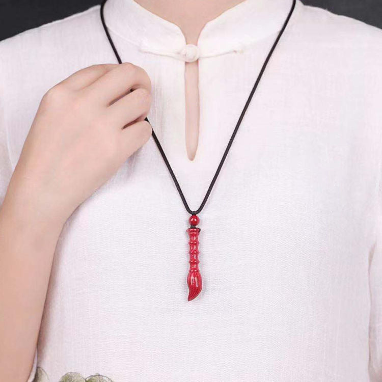 Cinnabar Brush Pendant