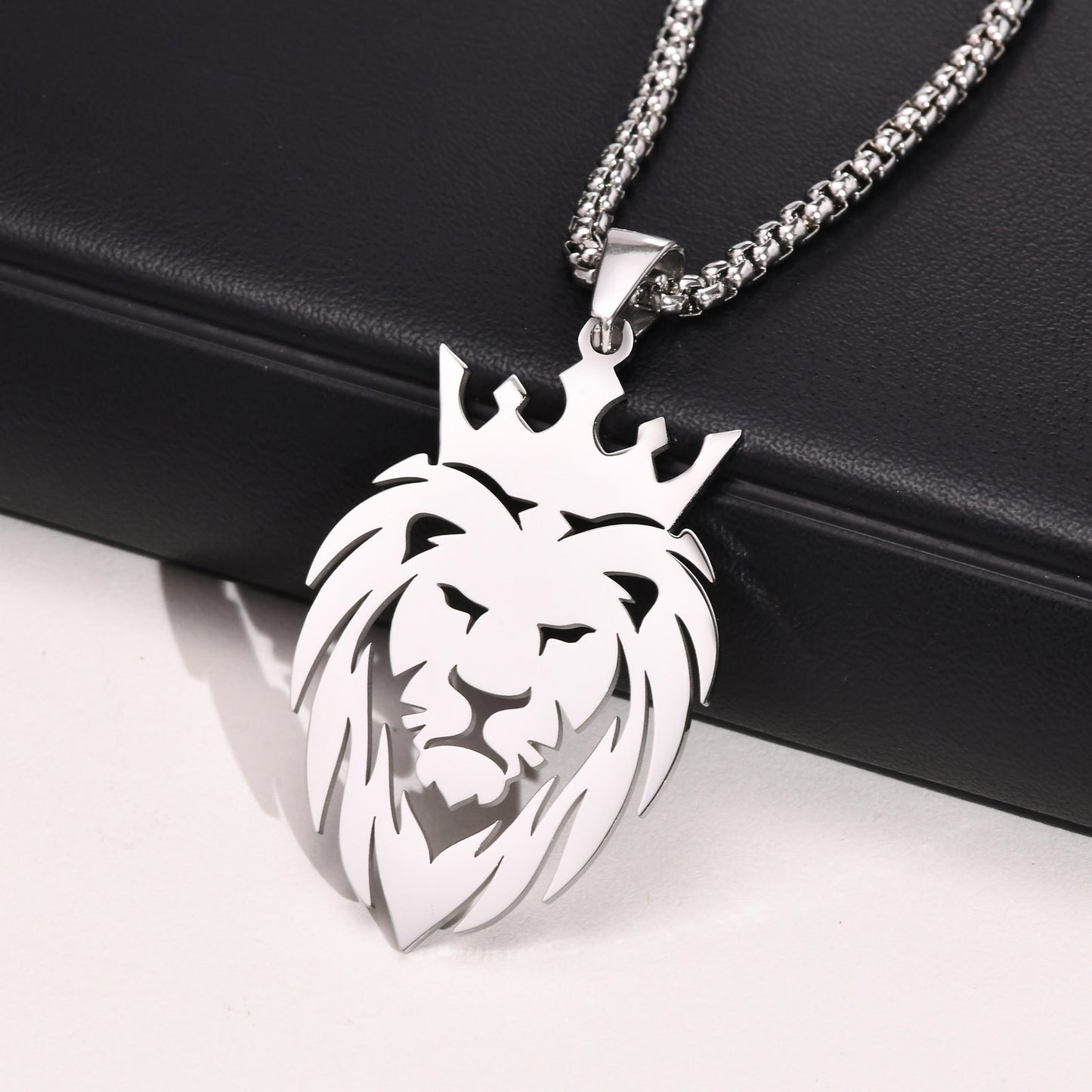 Men's Stainless Steel Lion Head Pendant Steel Necklace