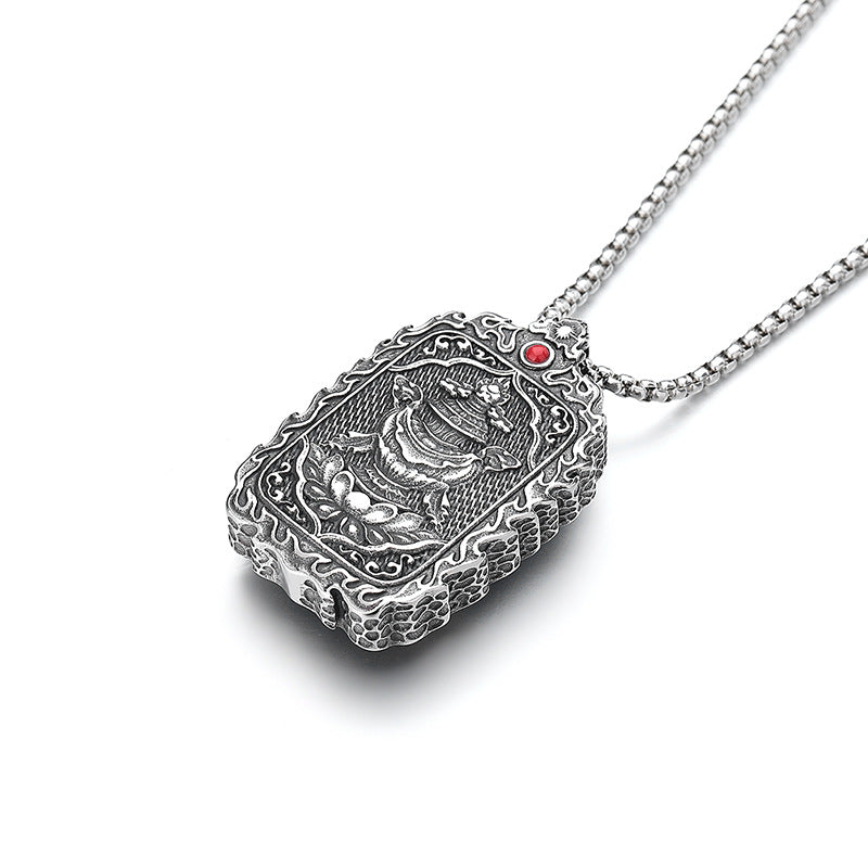 Stainless Steel Necklace – Statement Buddha Pendant