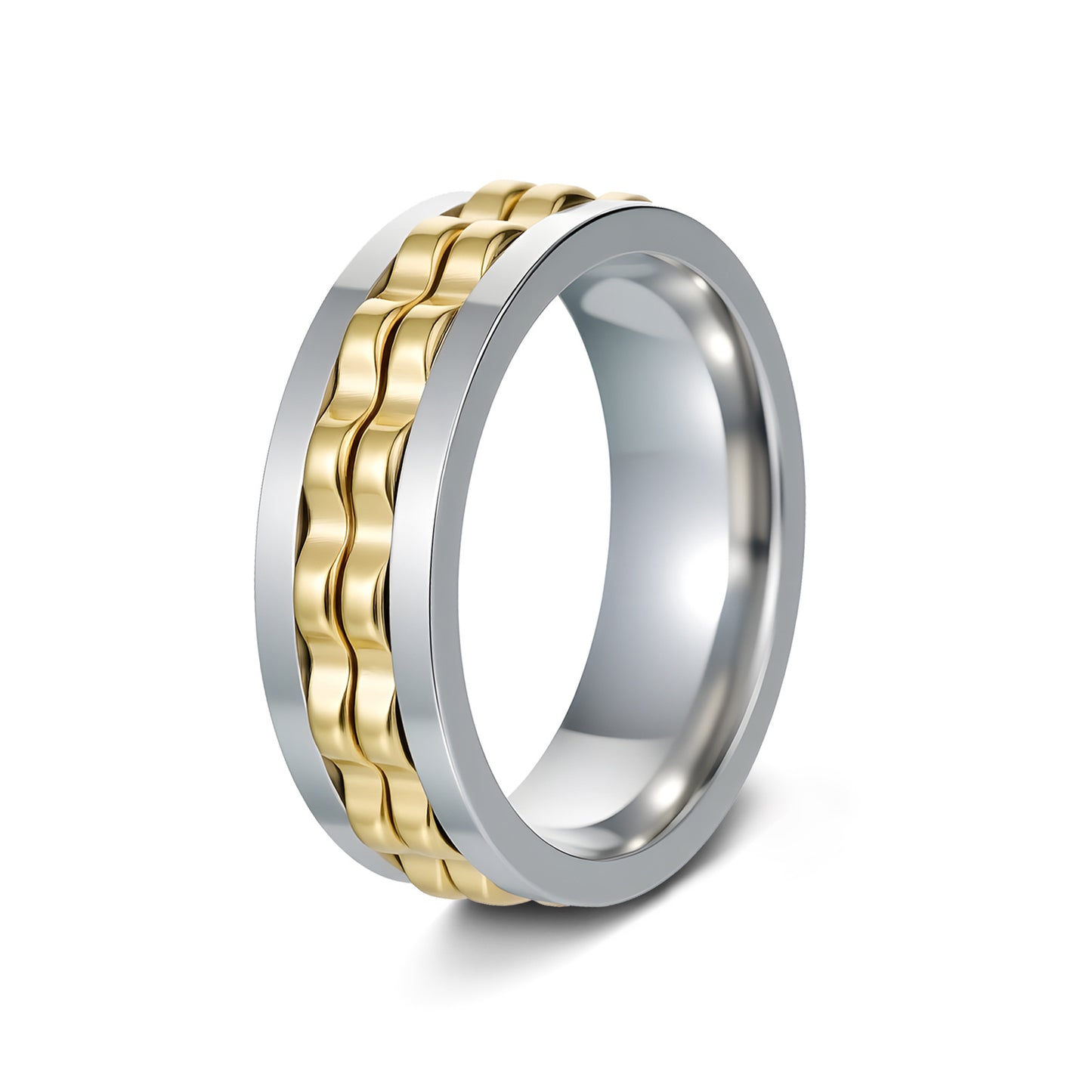 Planderful Rotating Gear Ring Multicolor For Men Unisex Titanium Steel Decompression Jewelry