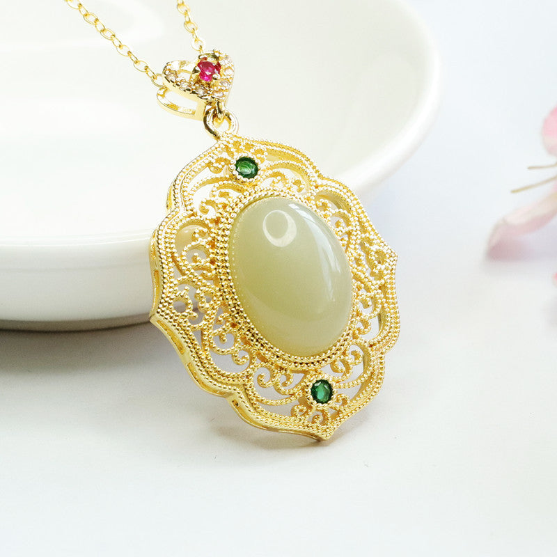 Jade Fortune's Favor Sterling Silver Pendant