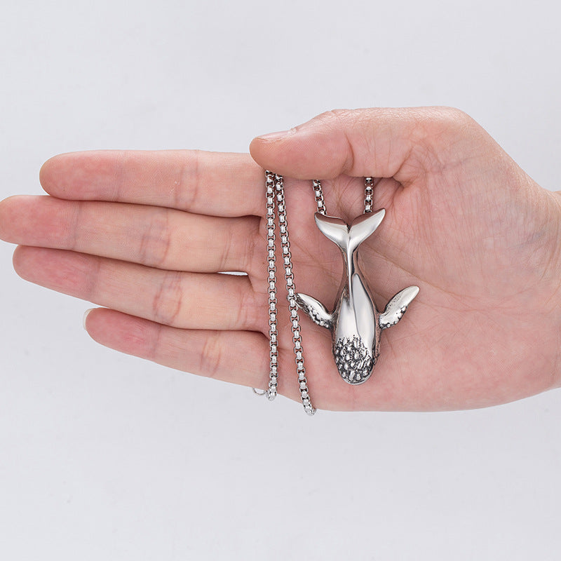 Titanium Steel Necklace - Statement Blue Whale Pendant