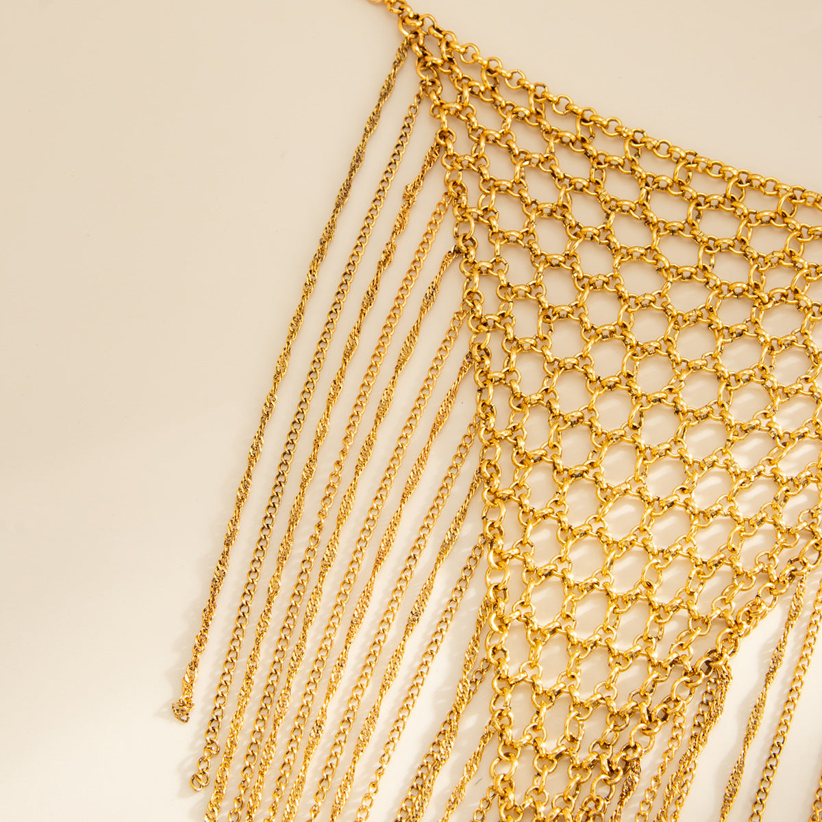 Heavy Industry Metal Mesh Fringed Necklace Exaggerated Geometric Hollow Handmade Punk Mesh