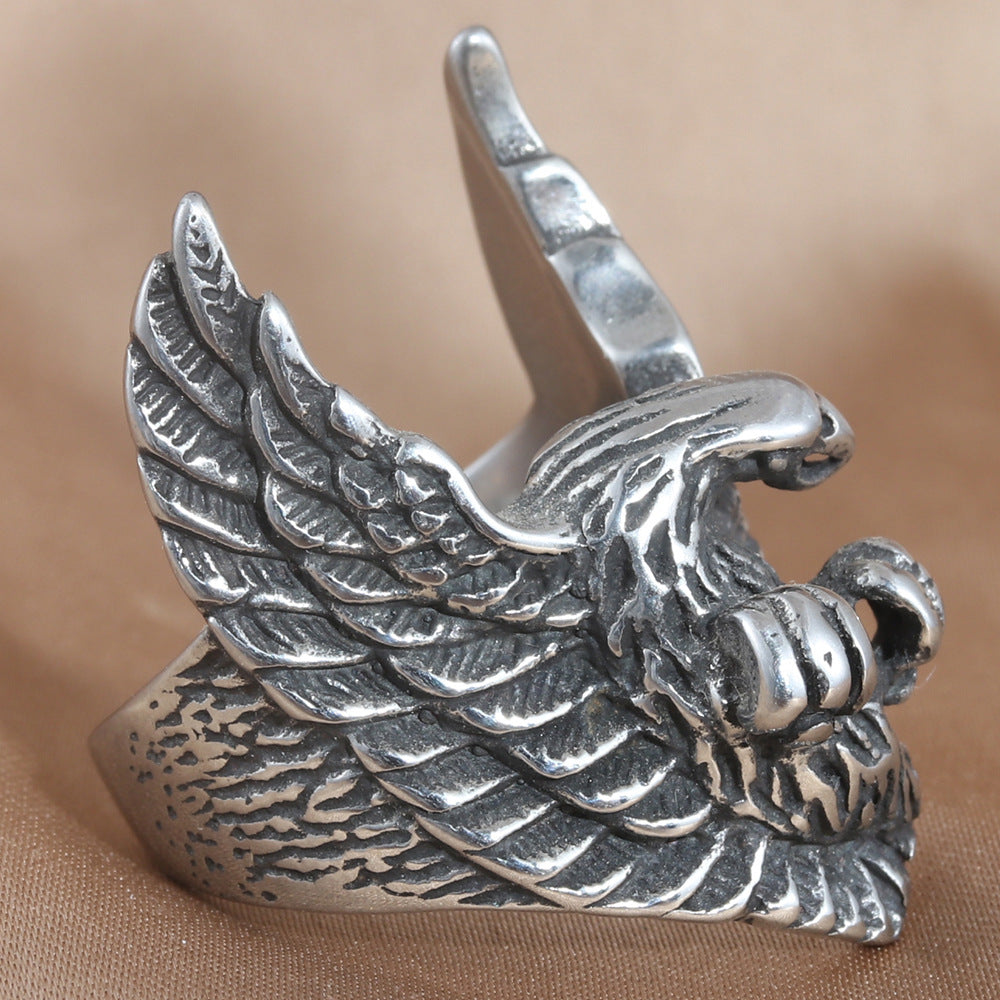 Titanium Steel Eagle Ring for Men – Retro Trendy Personalized Accessory in European and American Style