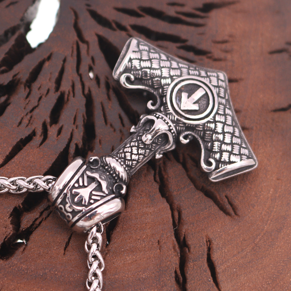 Norse Legacy Titanium Steel Pendant with Odin Rune Necklace - Men's Viking Jewelry