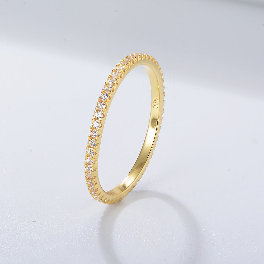 S925 Sterling Silver Colored Zircon Micro-Inlaid Zircon Ring