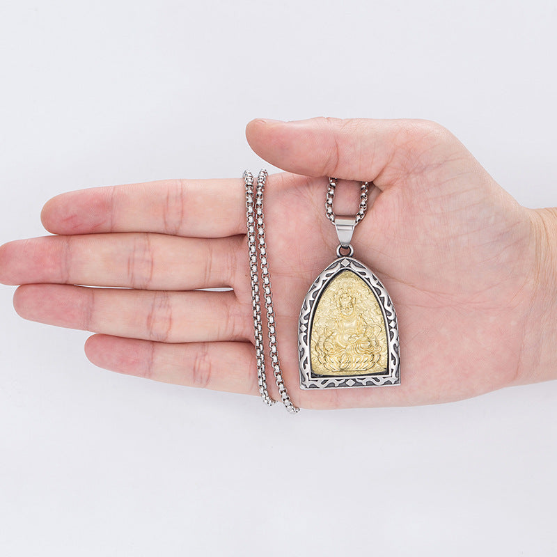 Steel Necklace – Elegant Guardian Amulet Pendant