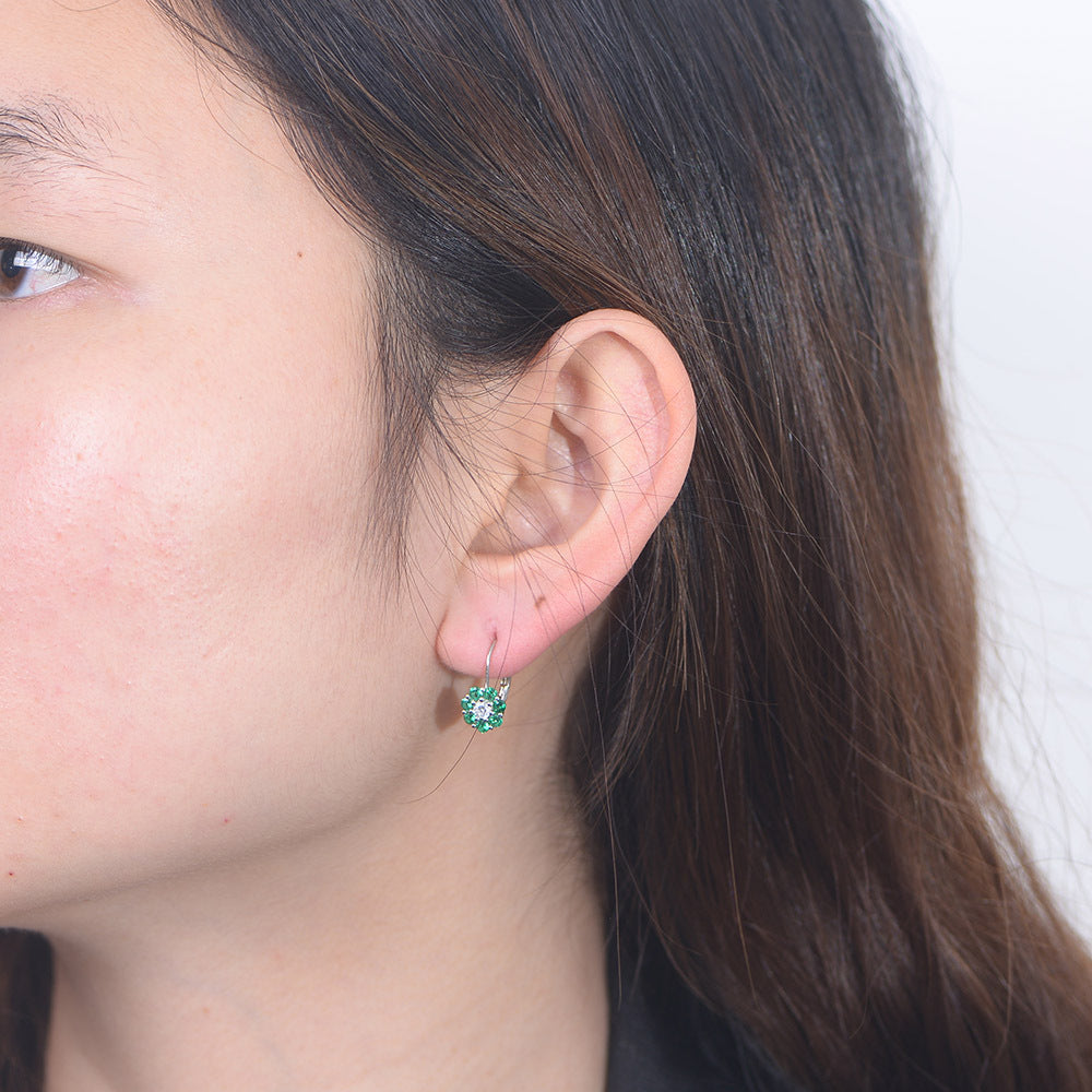 Retro Color Zircon Flower Ear Buckle Earrings Style Earrings High-End Earrings