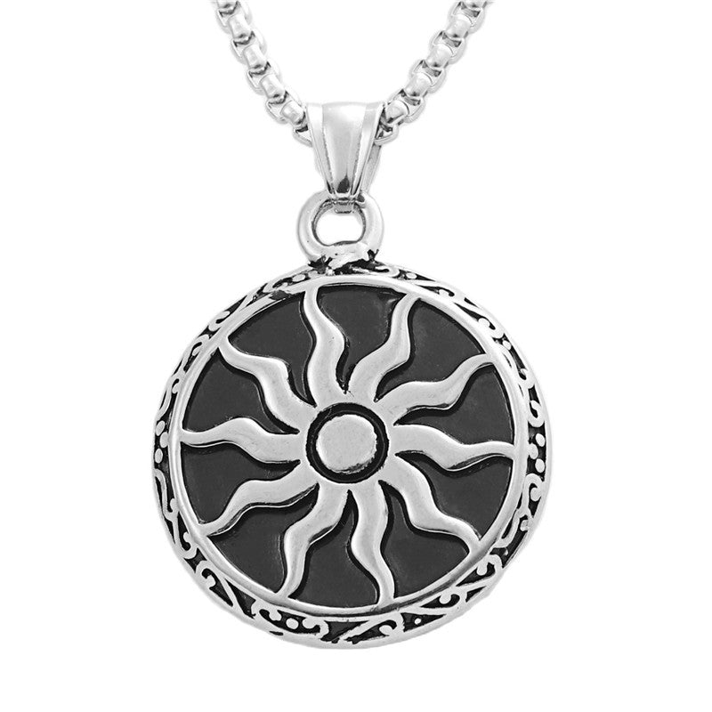 Titanium Steel Sun Flame Pendant Personalized Punk Necklace