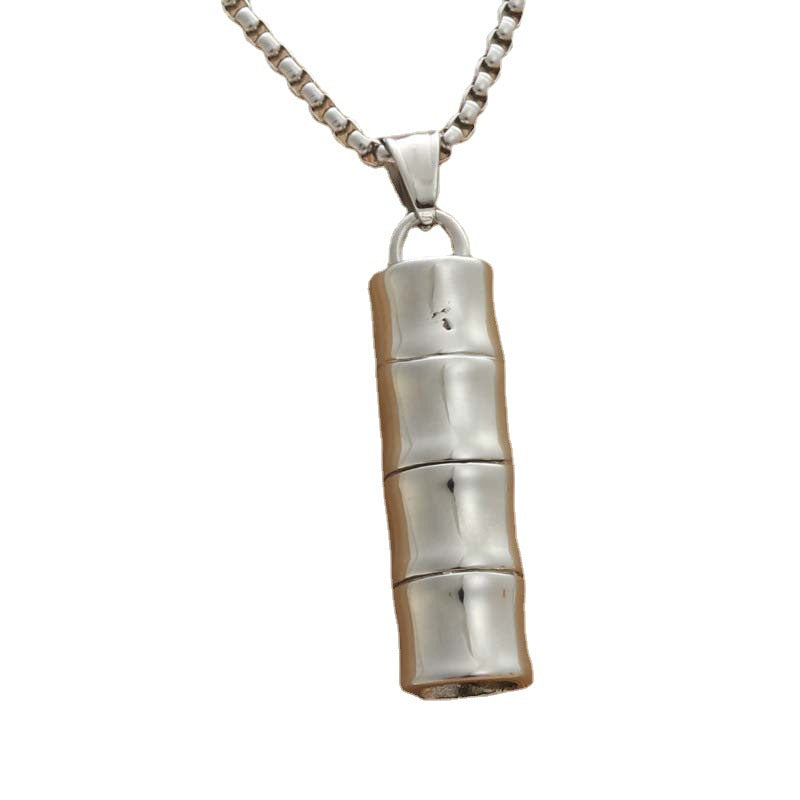 Personalized Retro Titanium Steel Bamboo Pendant Necklace for Men – Trendy Punk Style