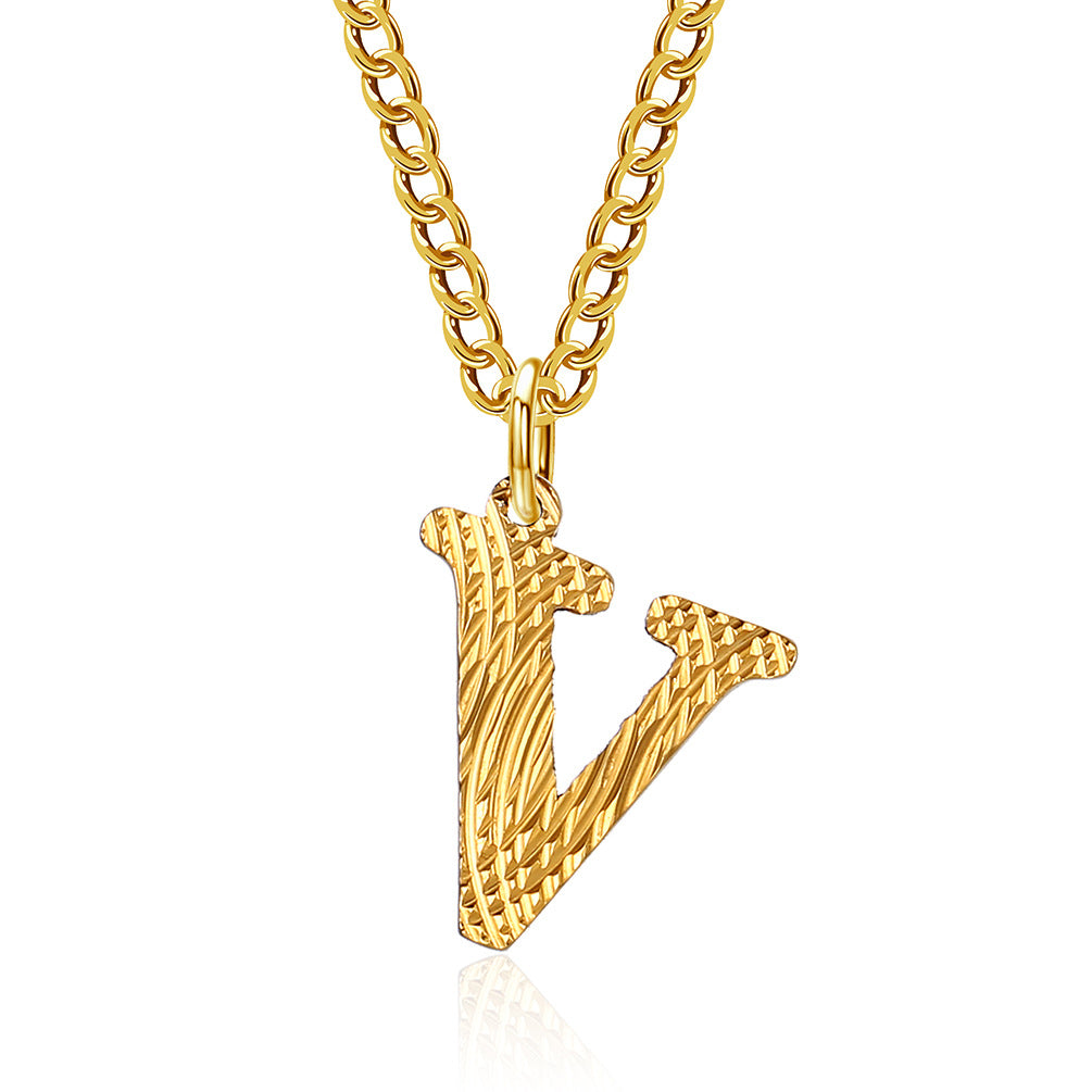 Planderful Everyday Genie Gold Plated Letter Surname Pendant For Couples Unisex Premium Magazine Style Jewelry