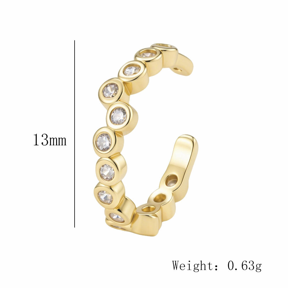 S925 Sterling Silver Ear Buckle Geometric Zircon Without Earrings Silver