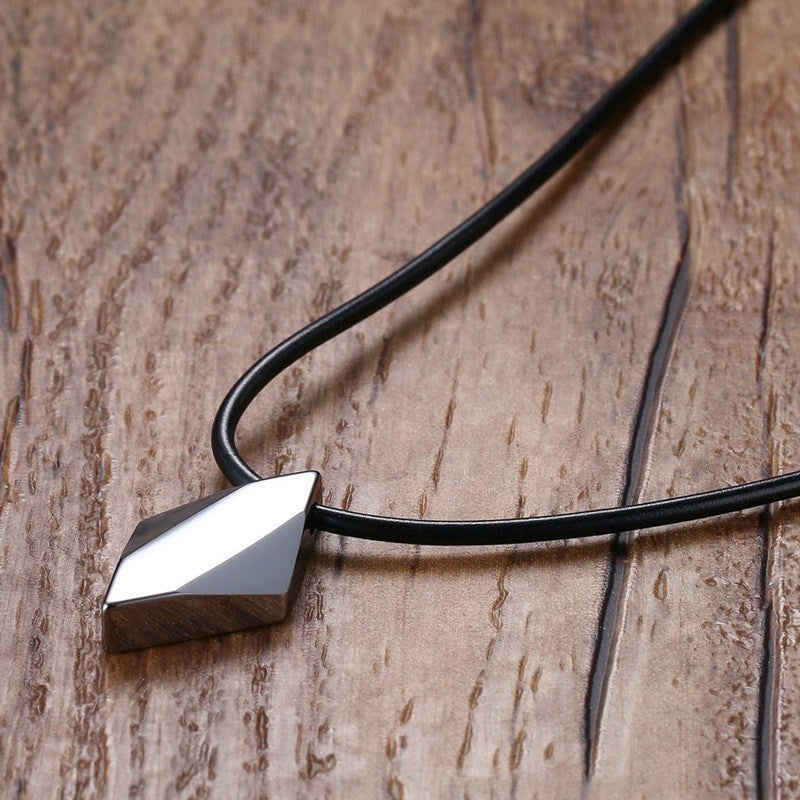 Simple Tungsten Pendant Men's Tungsten Steel Pendant Rhombus Smooth Surface for Men