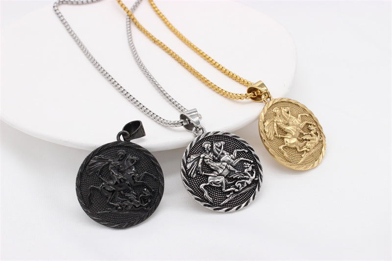 Titanium Steel Pendant For Men And Unisex Planderful God Of War Inspired Ancient Greek Knight Protection Statement