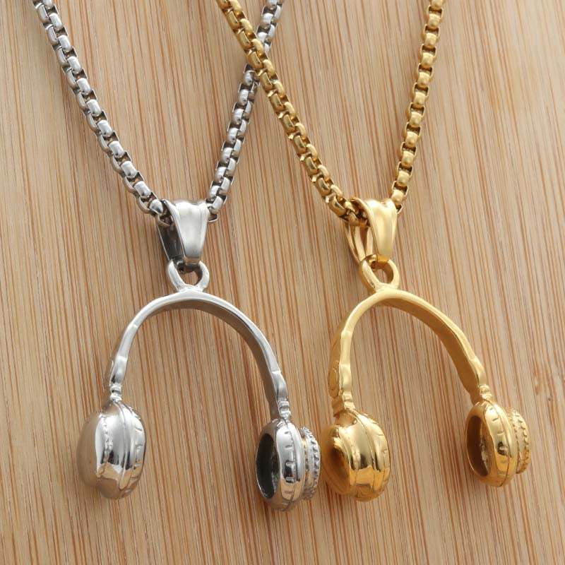 Personalized Titanium Steel Bluetooth Earphone Pendant Necklace for Men - Retro Punk Trendy Design