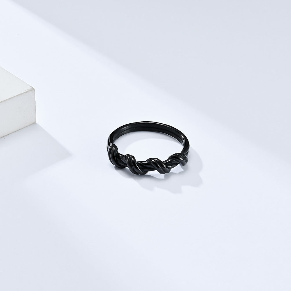 INS Neutral Cold Wind Wire Wrapped Stainless Steel Ring for Men and Women