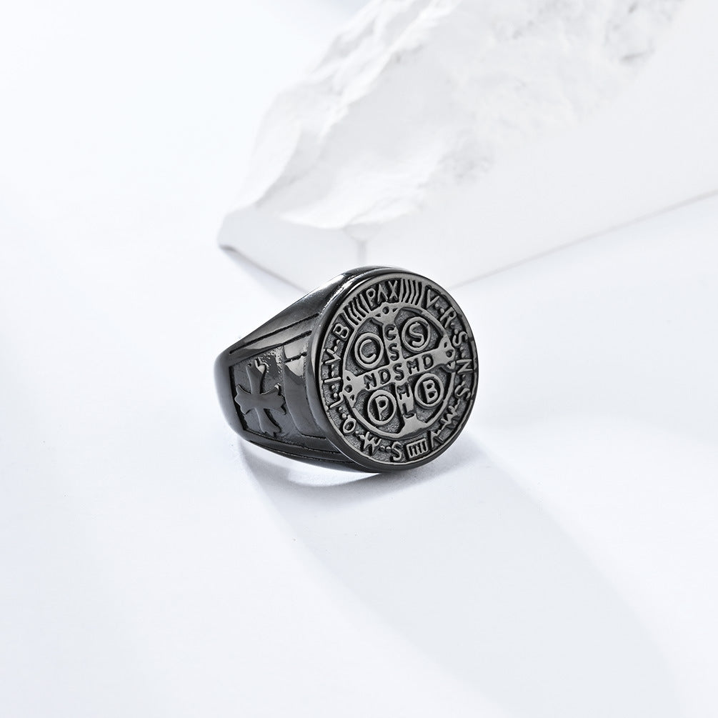 Steel Ring – Vintage Cross Exorcist For Men