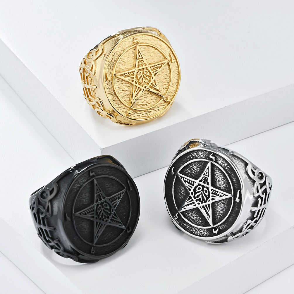 Steel Ring – Vintage Men's Pentagram