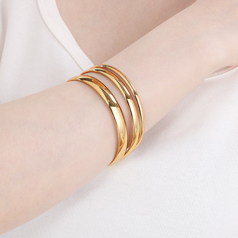 Stacking – Smooth Stainless Steel Women's Diy Bracelet
