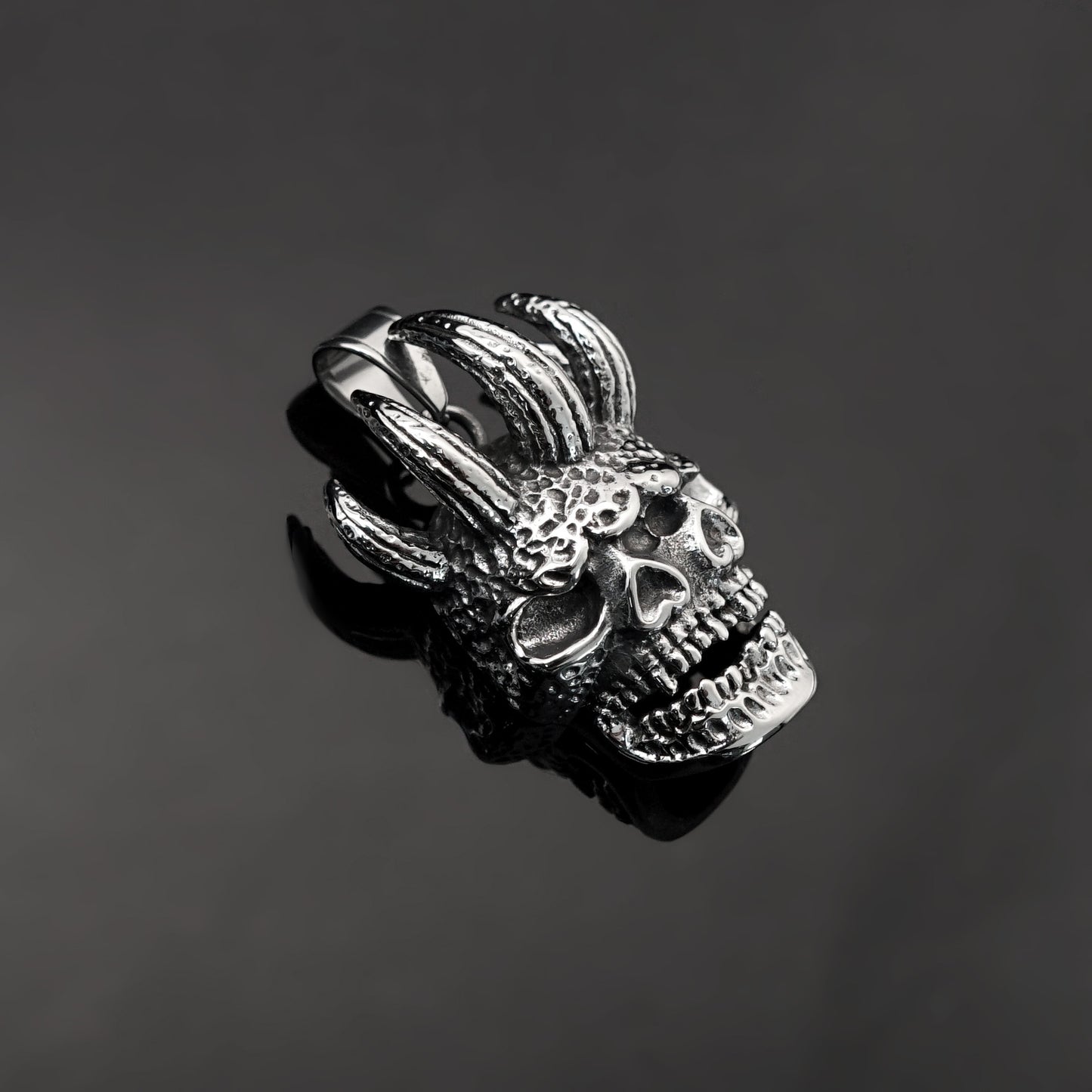 Steel Necklace - Statement Hip Hop Punk Pendant With Pentagram Skull For Everyday Streetwear