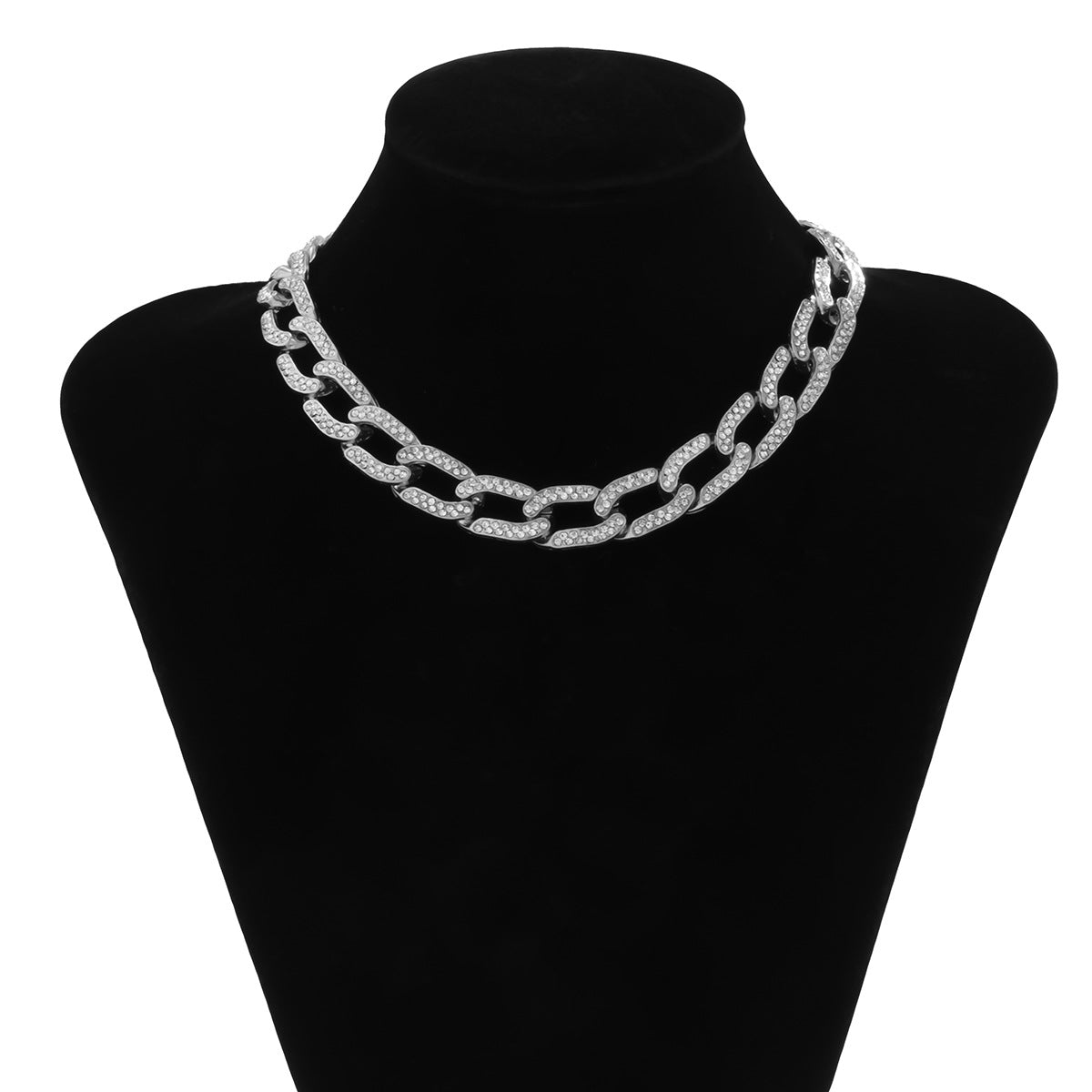 Planderful Cross Necklace Women Zircon Cuban Button Chain Versatile Statement Jewelry Vienna Verve