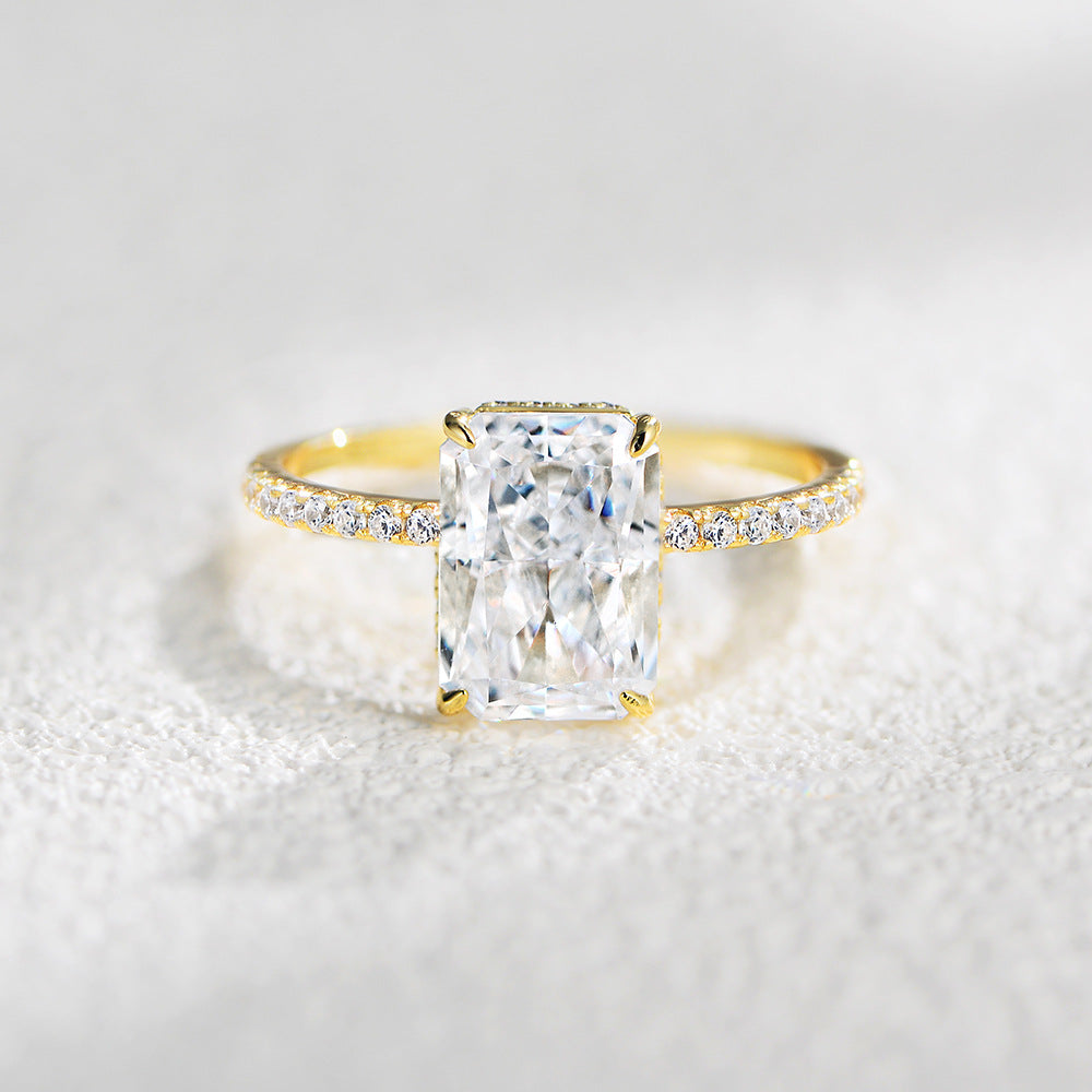 Planderful S925 Sterling Silver Zircon Ice Flower Ring Set For Women Elegant Light Luxury Jewelry