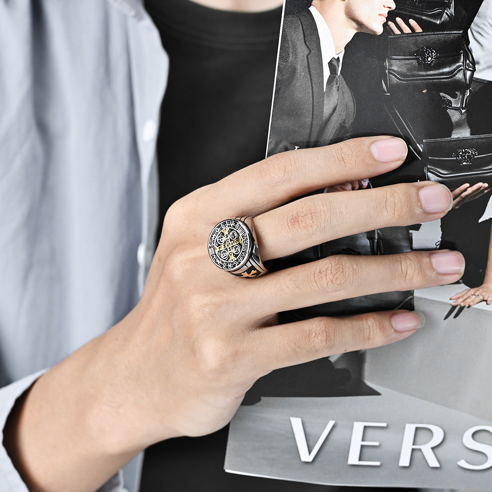 Cross-Border European and American Retro Exorcist Cross Ring