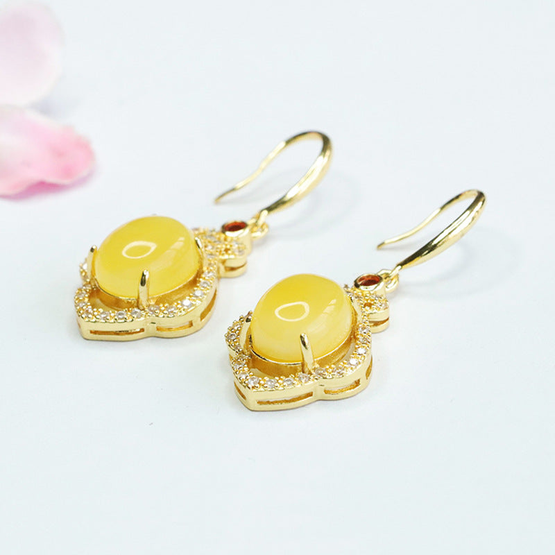 Beeswax Amber Floral Drop Earrings